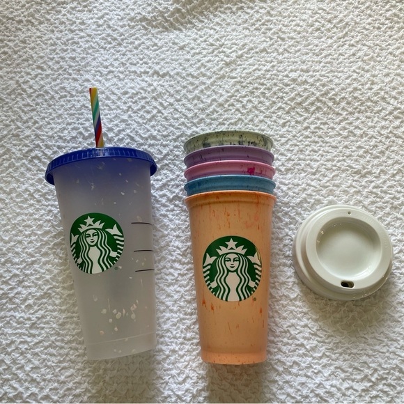 Starbucks Speckled Reusable Hot Coffee To Go Cup Pastels Set of 5 - Picture 3 of 9